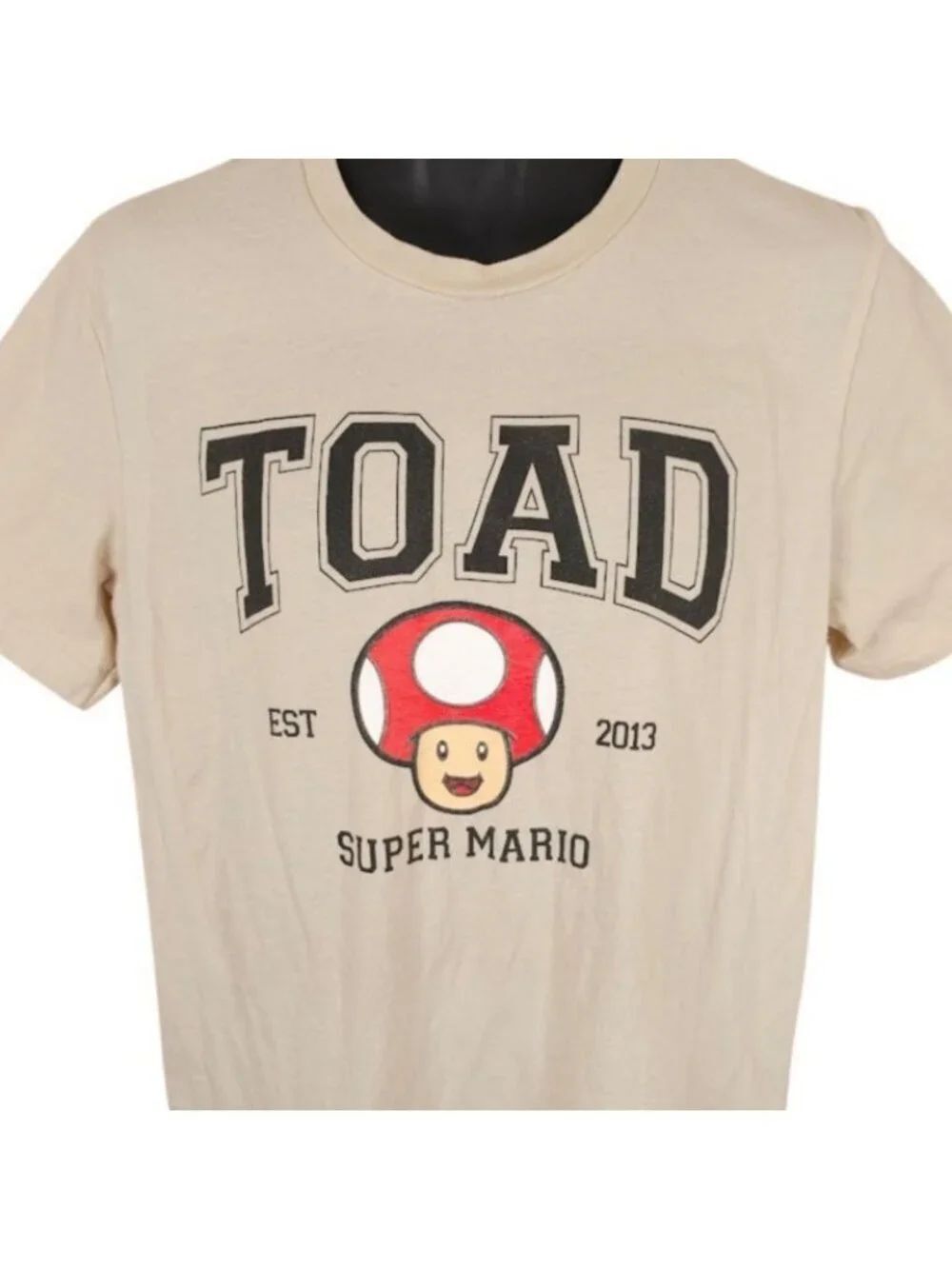 Super Mario Bros T Shirt Mens Size Medium Cream Toad Nintendo Video Game